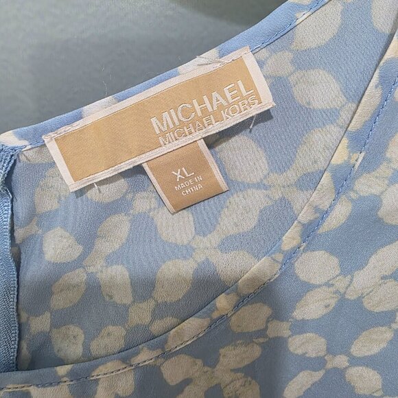 Michael Kors Blue & White Sleeveless Tank Blouse XL | Print Top - Picture 4 of 16